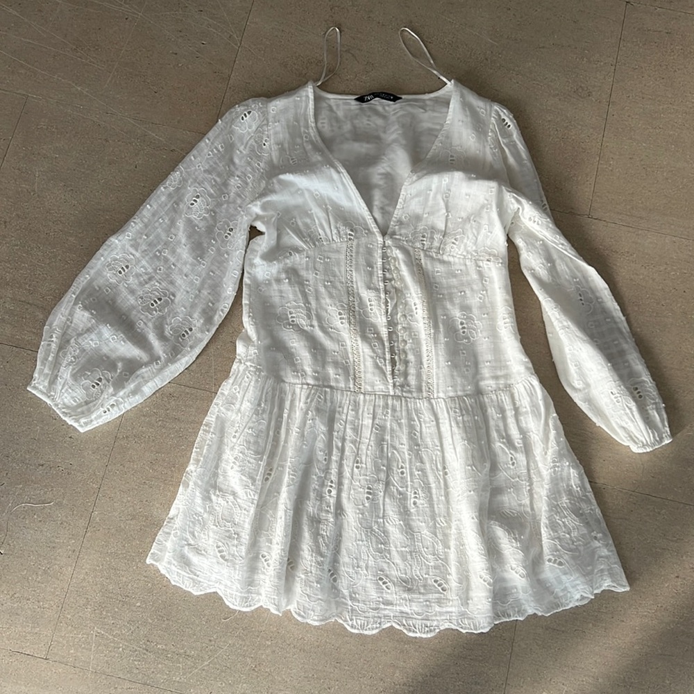 Zara white eyelet mini dress